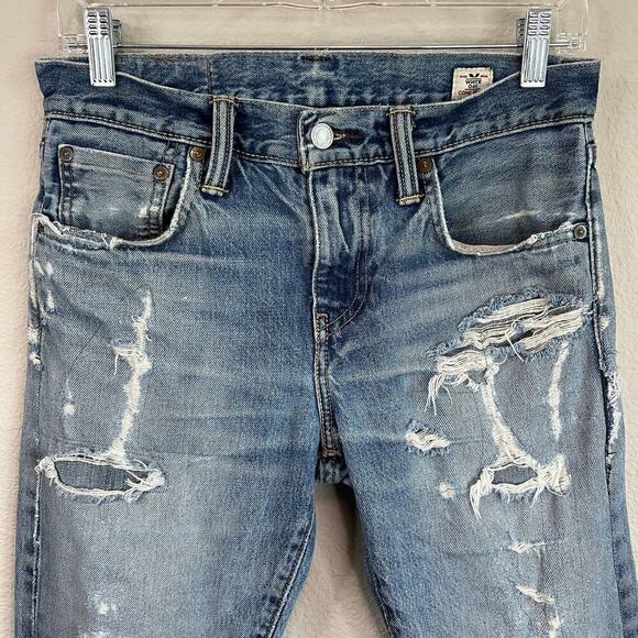 Levi's 511 Selvedge Slim White Cone Denim Jeans Men's 29x34 Mid Rise Distressed - Picture 2 of 9